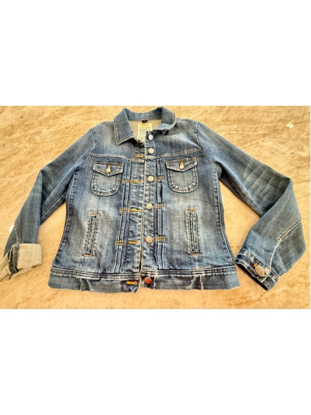 J.Crew Blue Denim Jean Jacket Size S, classic, short cropped distressed